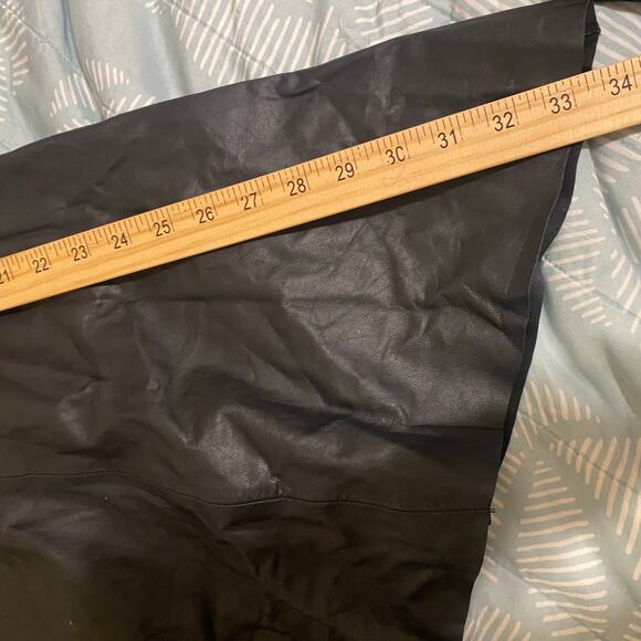 NEW Polo Ralph Lauren Black 100% Lambs Leather Asymmetric Midi Skirt Size 4 NWT - Picture 7 of 9